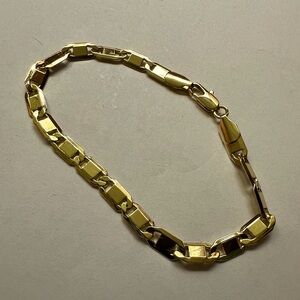 Gold Plated Flat Link Chain Bracelet